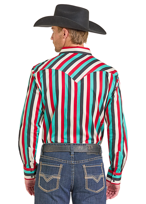 Black & Turquoise Stripe Snap Up
