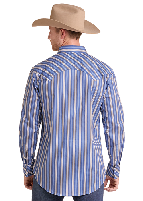 Blue Stripes Men's Snap Up
