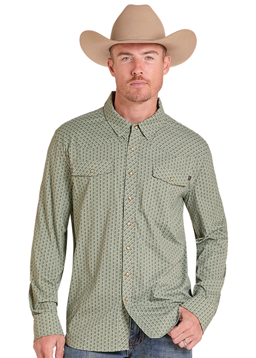 Sage Fine Aztec Men's Snap Up