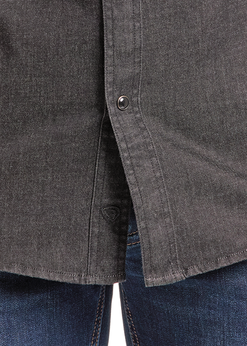Koe Black Denim Solid Snap Up