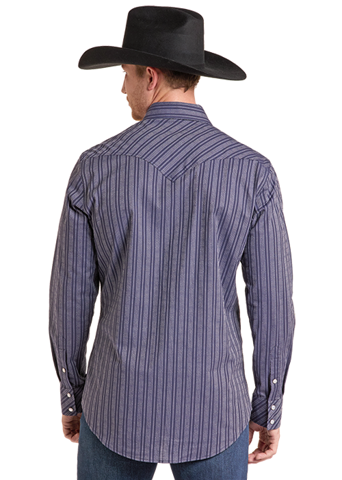 Koe Dark Blue Stripes Men's Snap Up