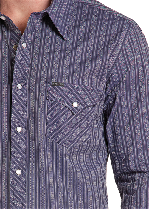 Koe Dark Blue Stripes Men's Snap Up