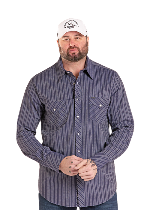 Koe Dark Blue Stripes Men's Snap Up