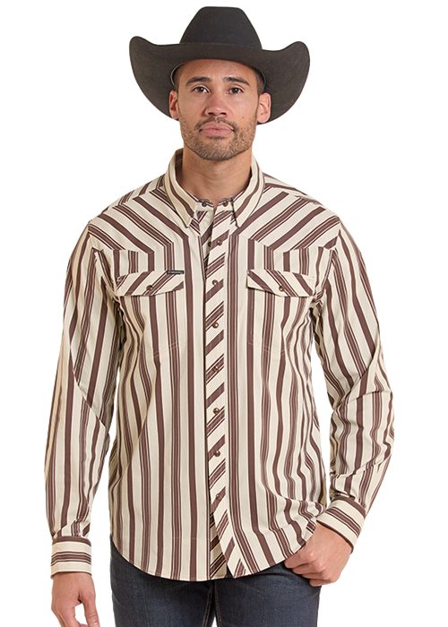 Stripe Tek Bronze & Cream Snap Up