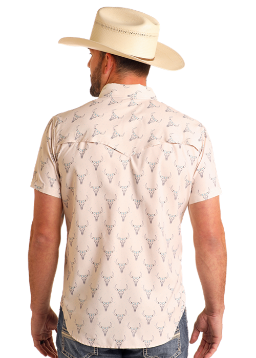 Texas Longhorn Tek Short Sleeve Snap Up