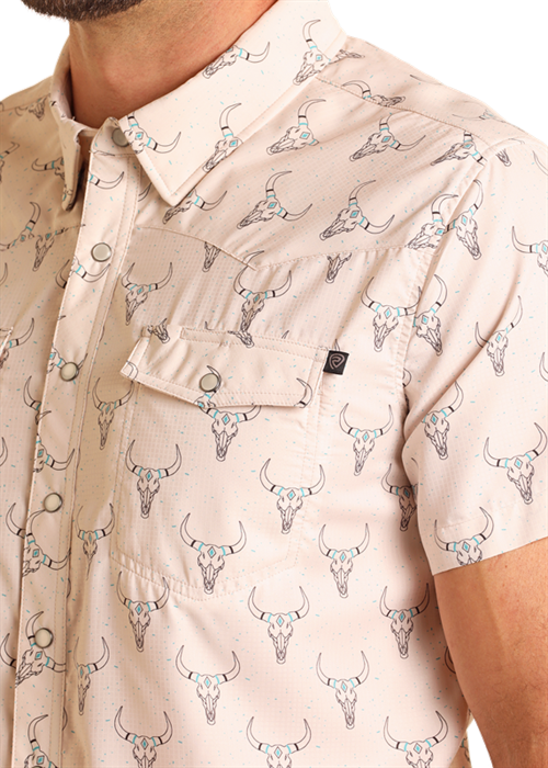 Texas Longhorn Tek Short Sleeve Snap Up