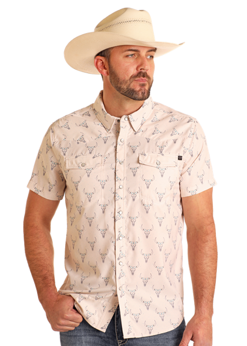 Texas Longhorn Tek Short Sleeve Snap Up