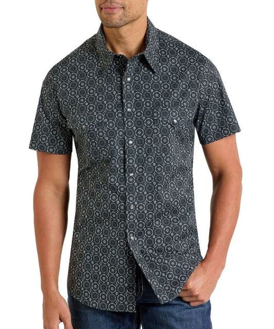 Men's All Over Medallion Short Sleeve Snap