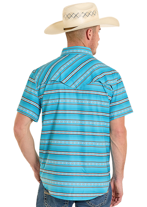 Tex Tek Western Snap Up Peacock Stripe