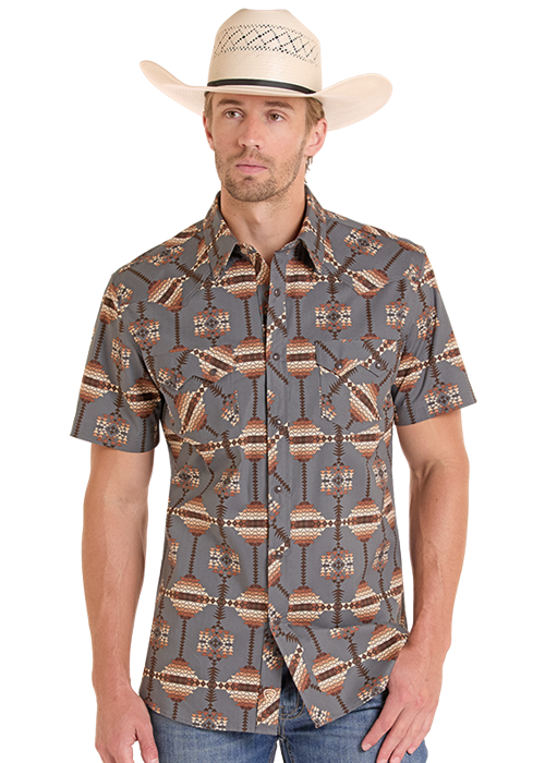 Rock & Roll Aztec Printed SS Snap