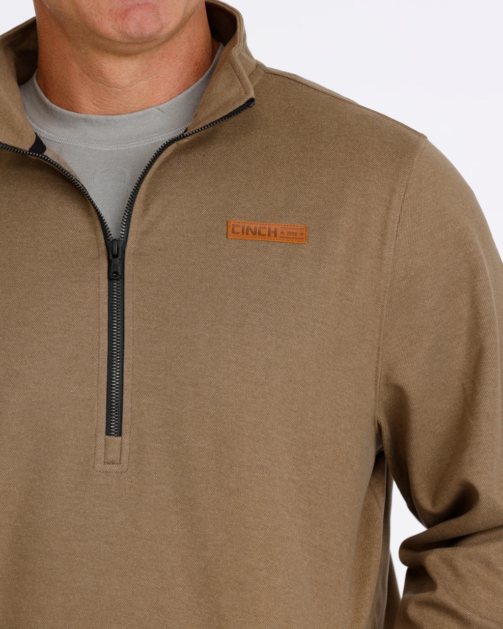 Cinch Brown Zip Knit Pullover