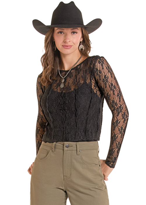 Black Lace Mesh Top