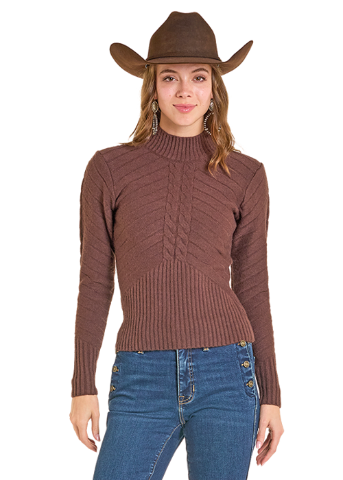 Moc Neck Brown Sweater