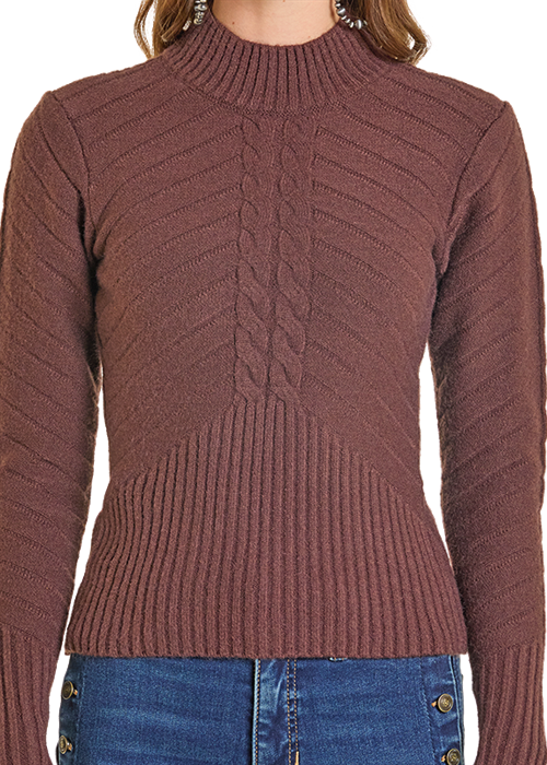 Moc Neck Brown Sweater