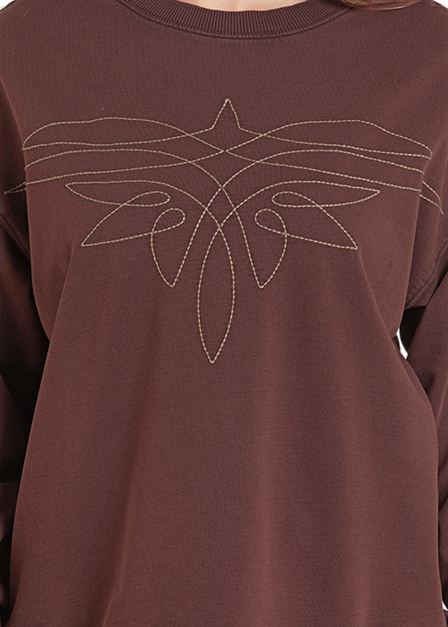 Chocolate Bootstitch Fleece Crew