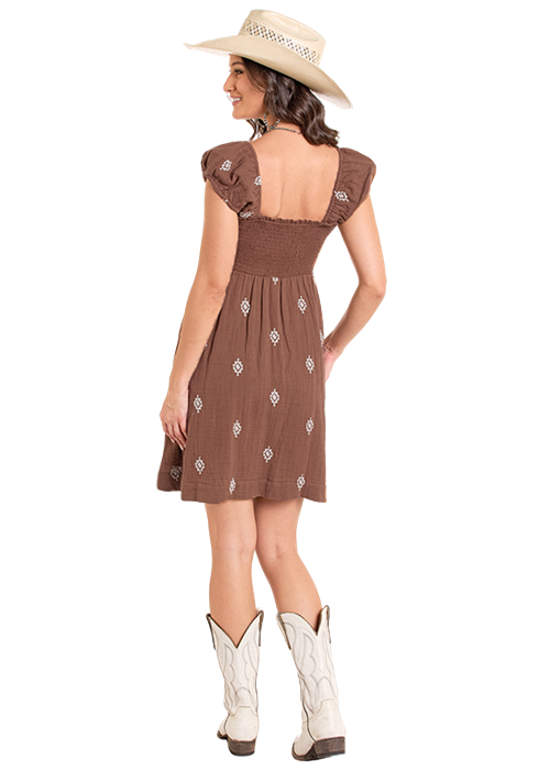 Aztec Embroidered Mini Dress