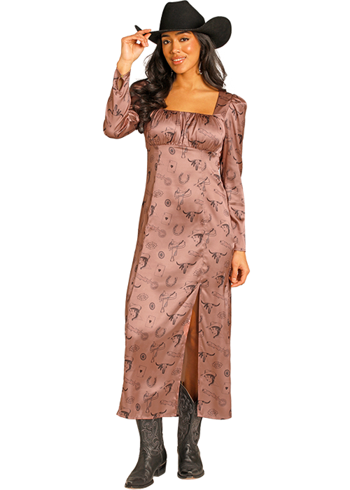 Conversational Satin Maxi Dress