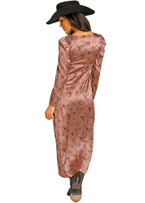 Conversational Satin Maxi Dress