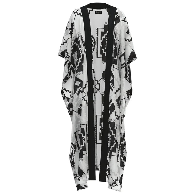 Black & White Aztec Kimono Coverup