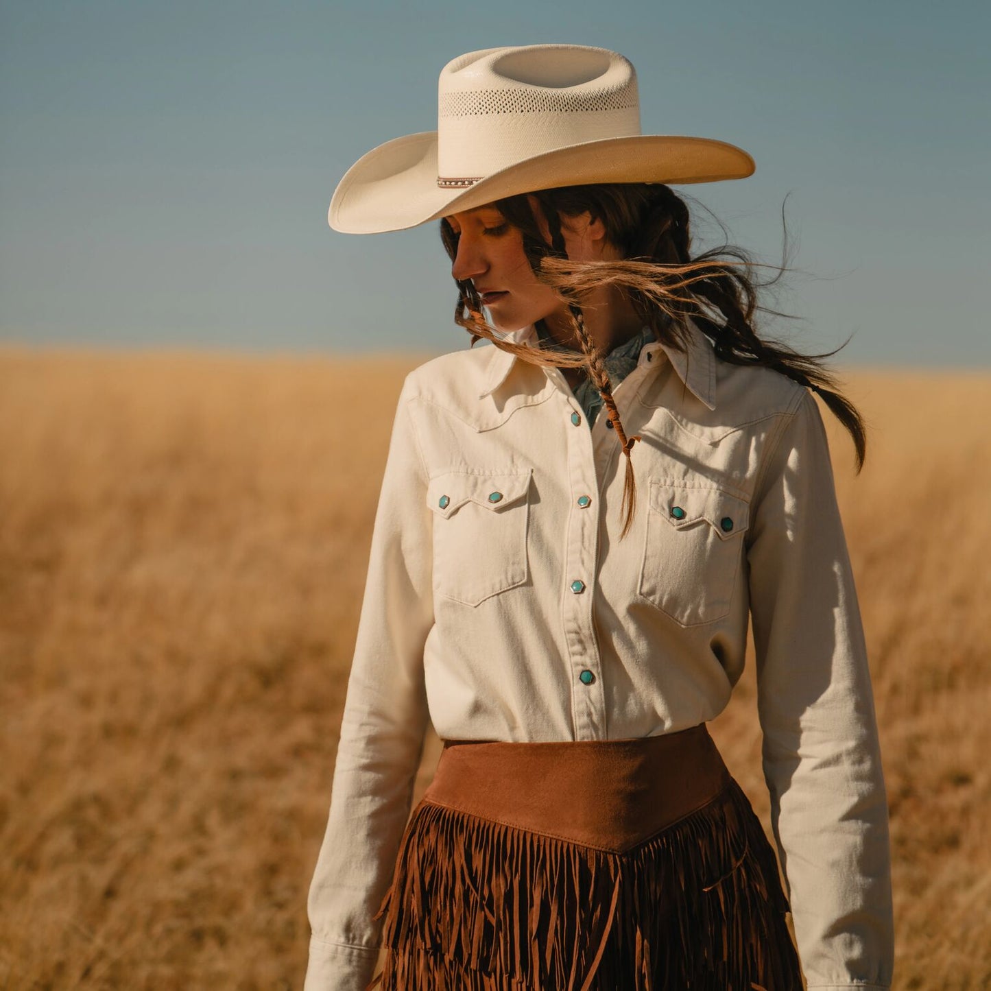 Stetson Cream Denim Women's Snap Up