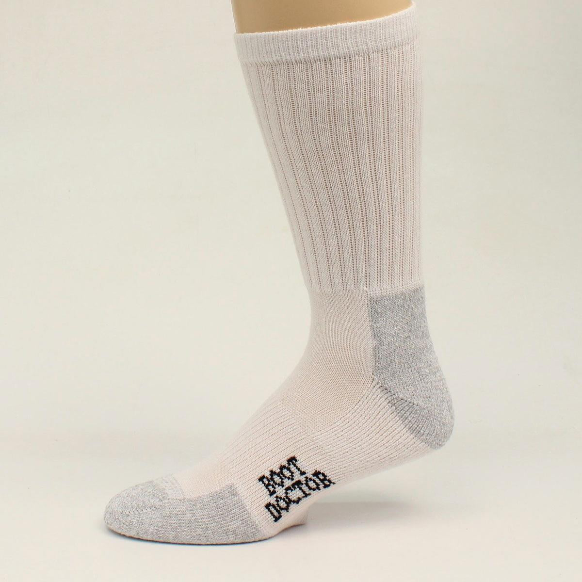 Boot Doctor® Men's Crew Cotton Socks 6 Pack White