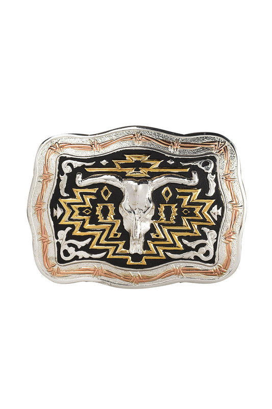 Crumrine Belt Buckle Unisex Longhorn Skull Black Gold
