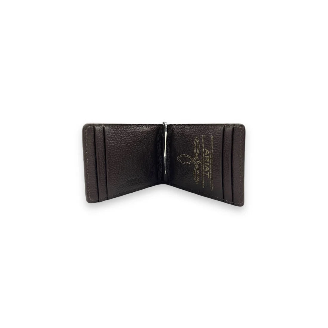 Ariat Mens Calf Hair Basket Weave Bifold Money Clip Natural