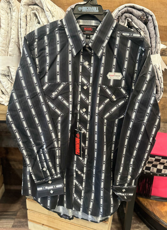 Black Diamond Stripe Men's Snap Up