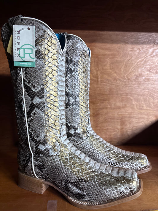 Roper White Snow & Gold Women's Boots