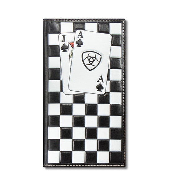 Ariat Checkerboard Cards Black/White Rodeo Wallet
