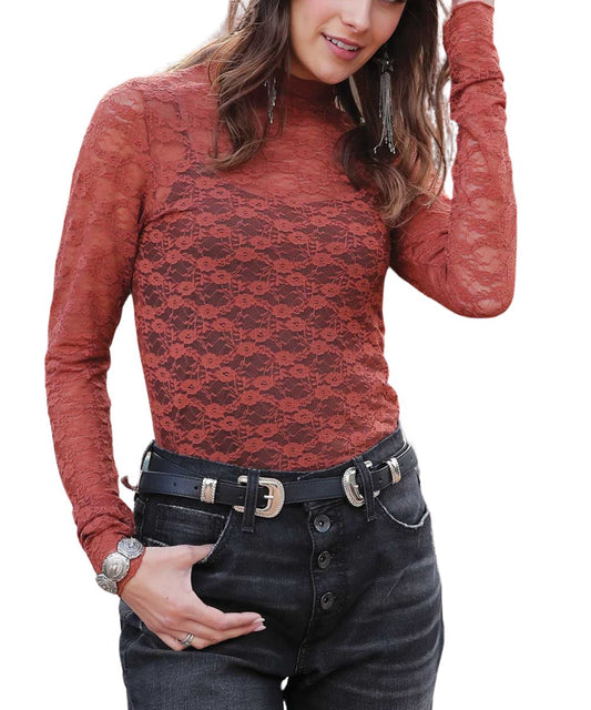 Copper Lace Mesh Women's Top