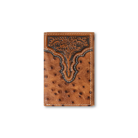 Ariat Trifold Ostrich Floral Wallet