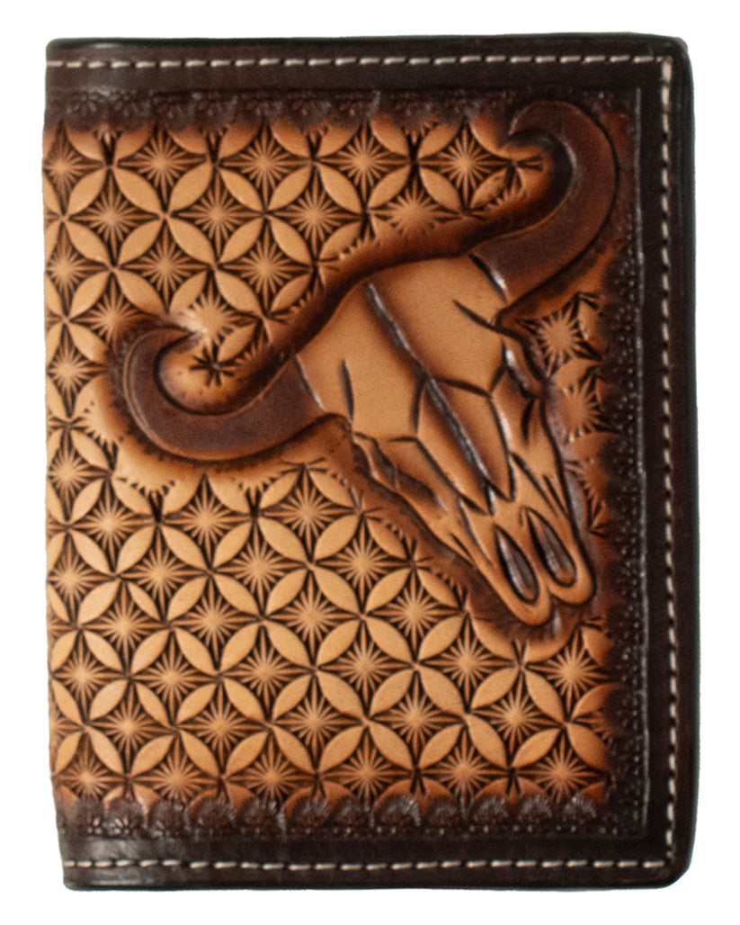 3D Cow Skull Tri Fold Wallet