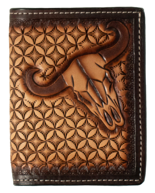 3D Cow Skull Tri Fold Wallet