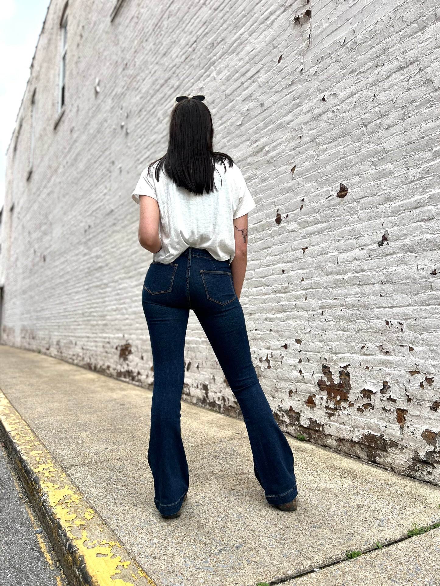 June Dark Wash High Waisted Flare Jeans