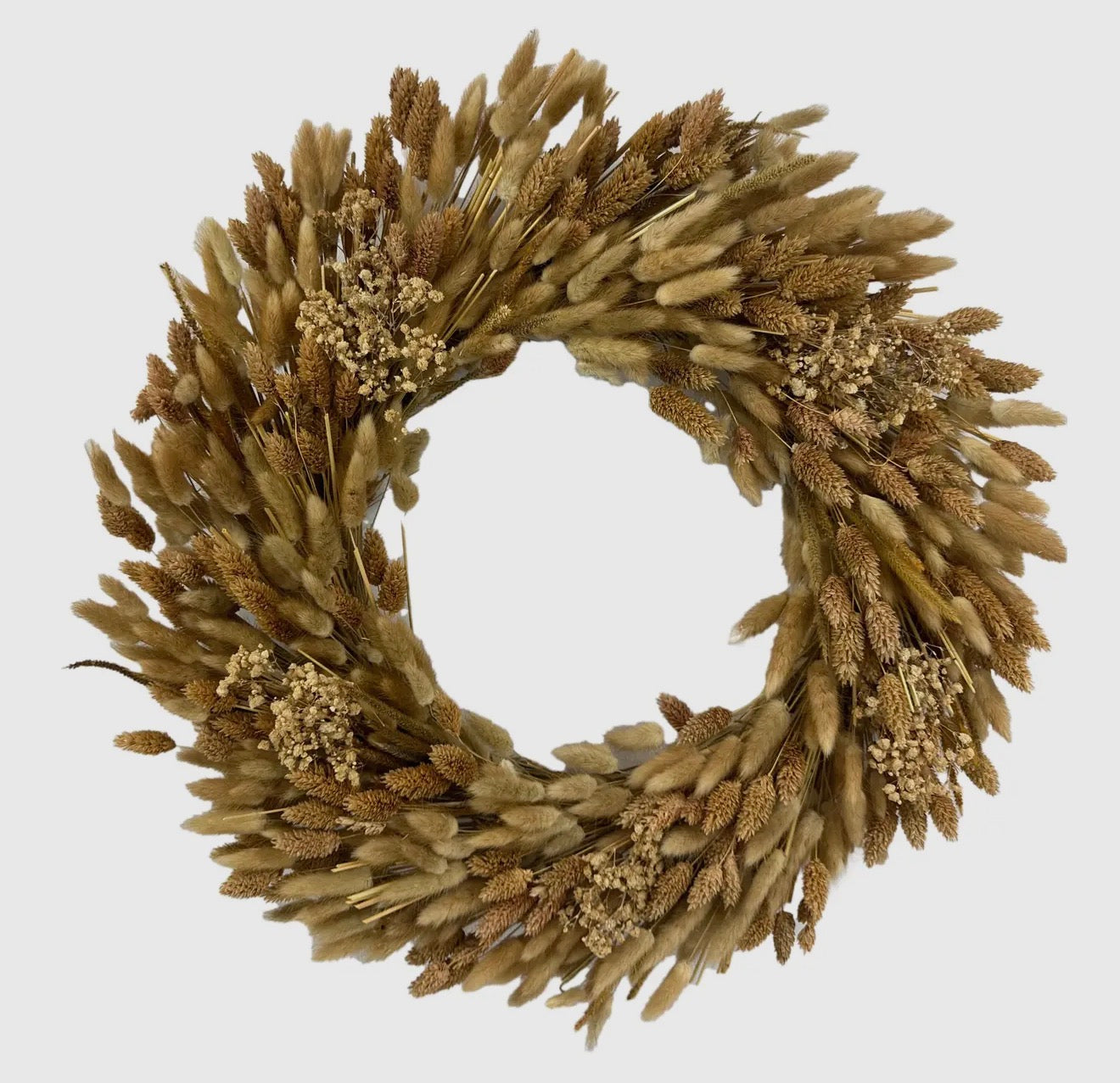Golden Preserved Dried wheat grass harvest wreath 21”