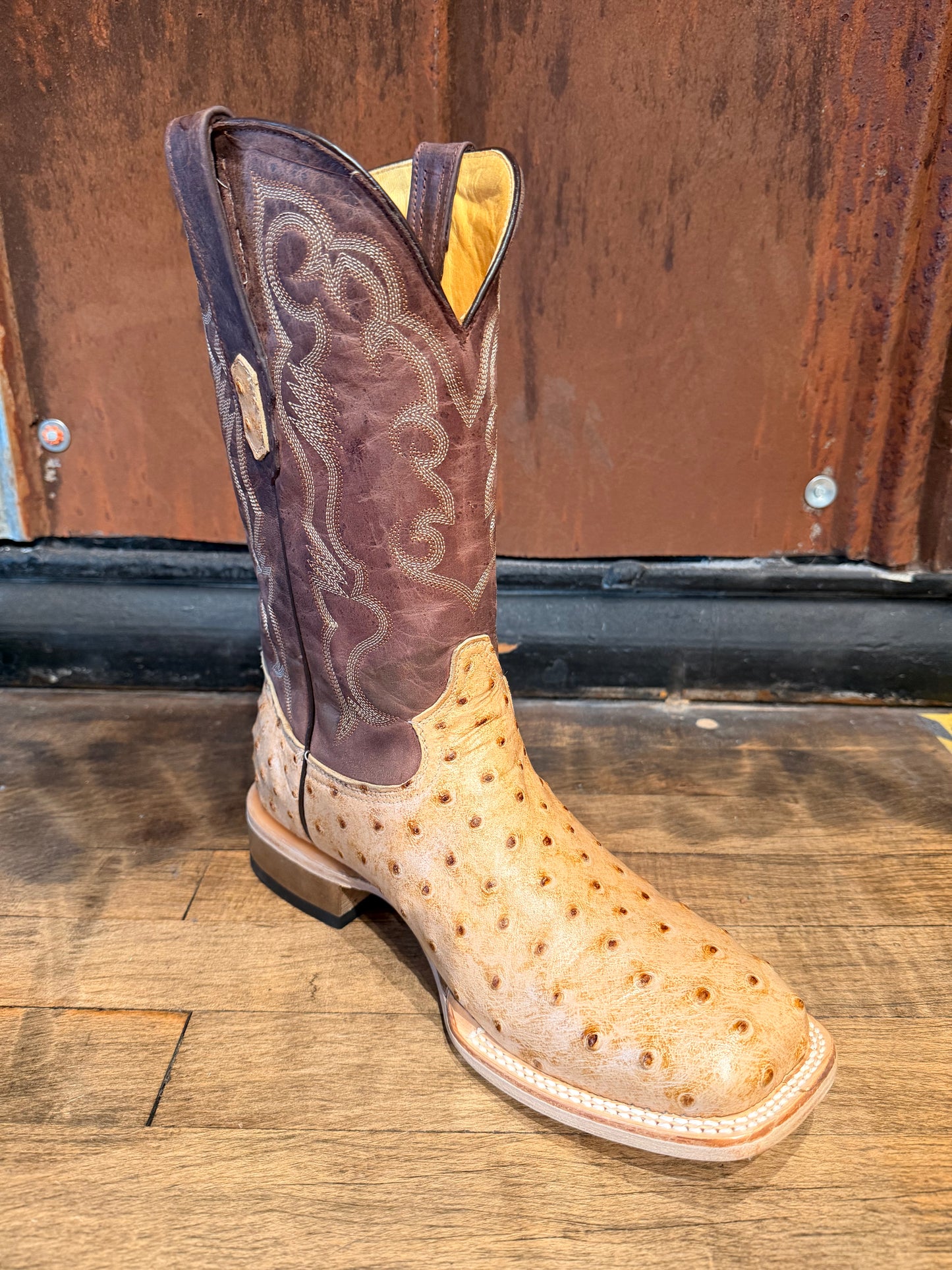 Cowtown Orix Tan Print Ostrich Leather Mens Boots