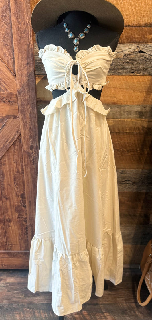 Isabelle Ivory Maxi Halter Dress