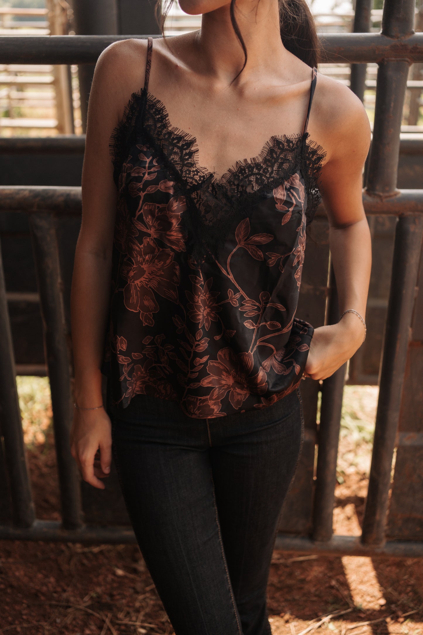Tallula Floral Black Lace Tank