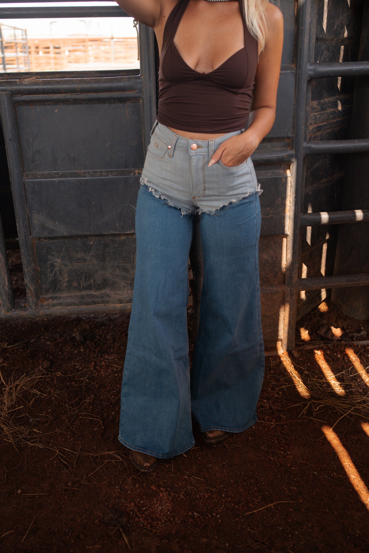 Lainey Wilson Denim Chaps Wide Leg
