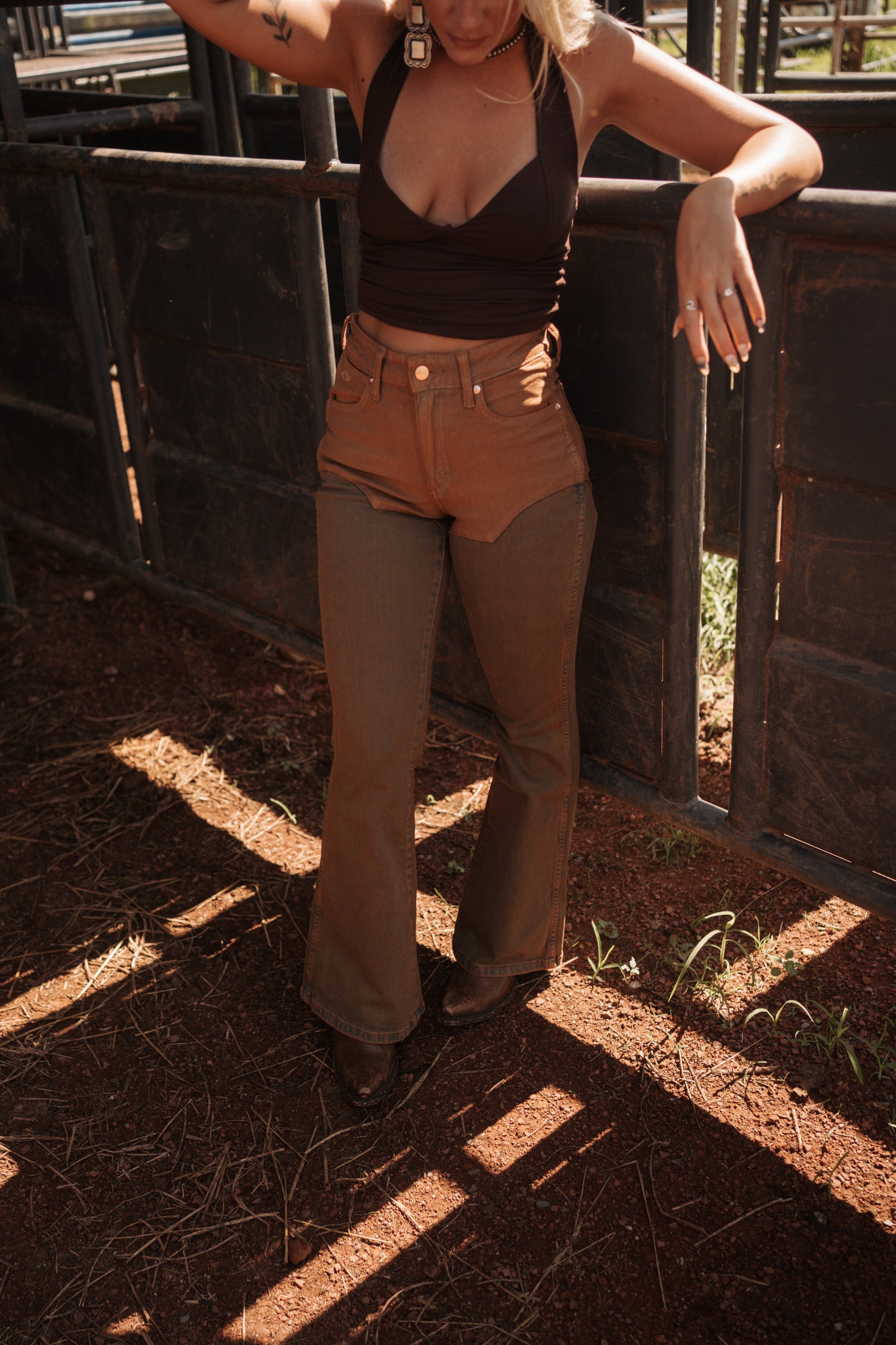 Lainey Wilson Brown Chaps Flares