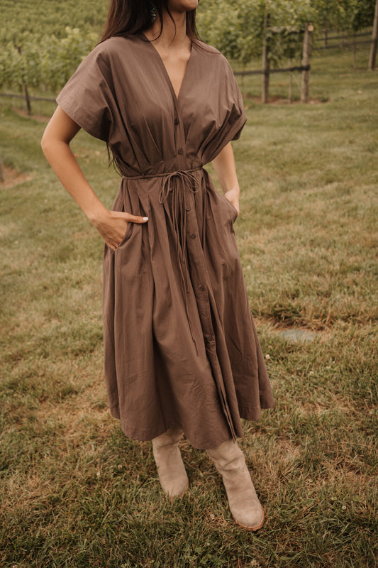 Cocoa Tucked Waist Dress