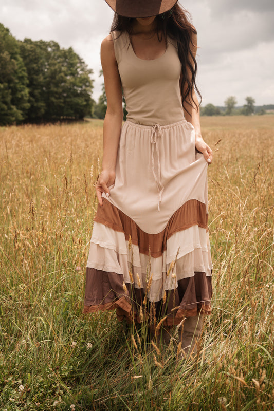 Wavy Tiered Multi Colored Skirt