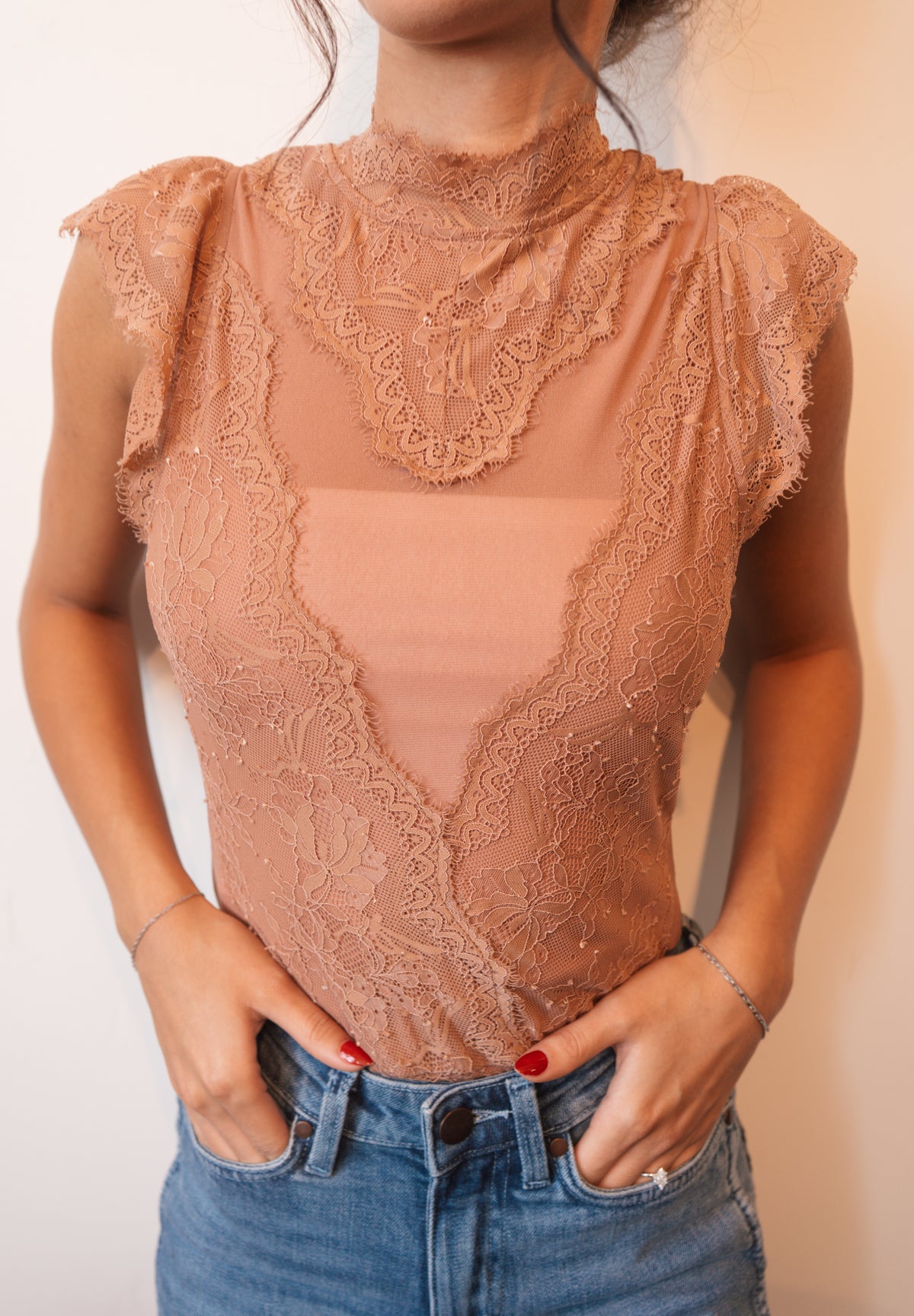 Terracotta Lace Bodysuit