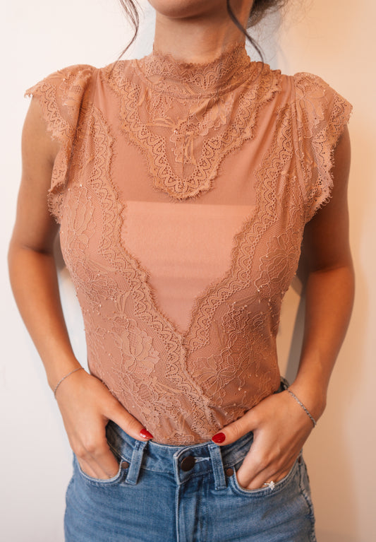 Terracotta Lace Bodysuit