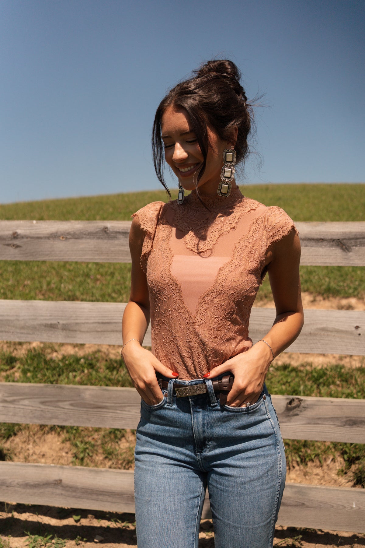 Terracotta Lace Bodysuit