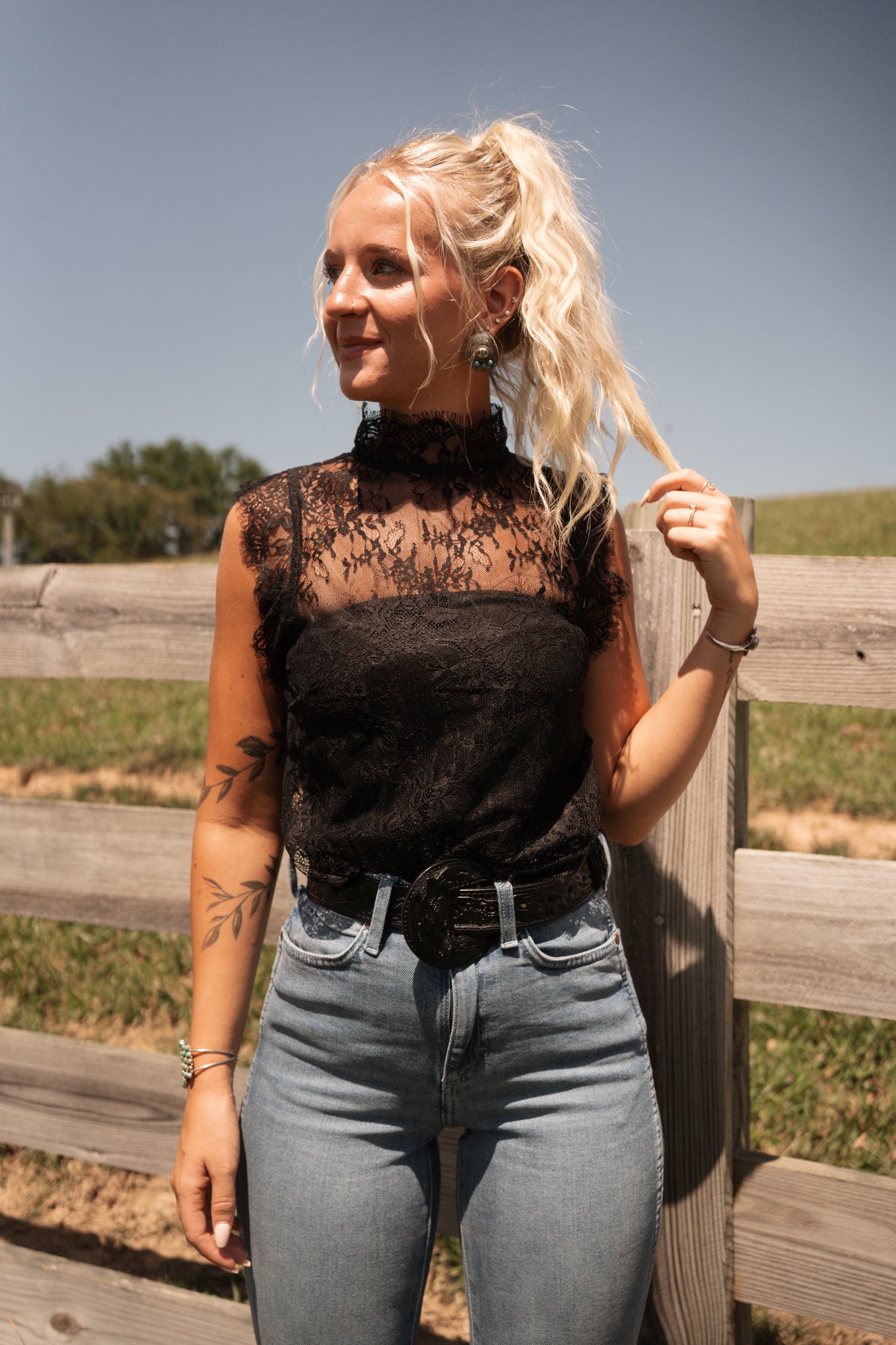 Lacey Black Sleeveless Top