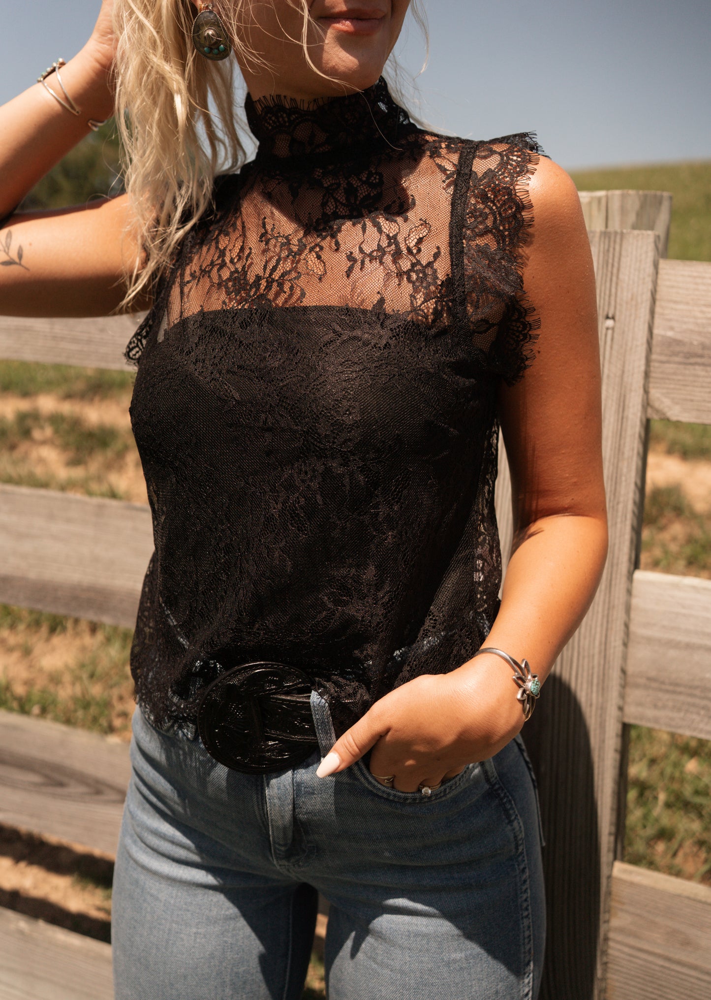 Lacey Black Sleeveless Top