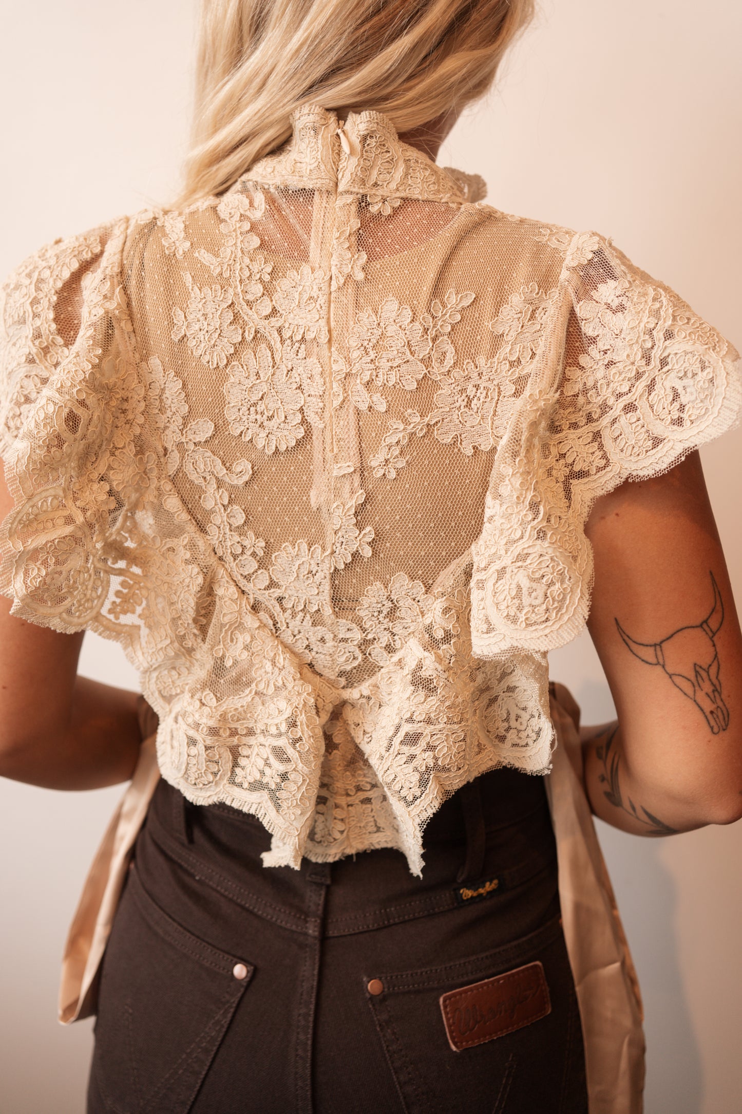 Lora Cream Lace Sleeveless Top