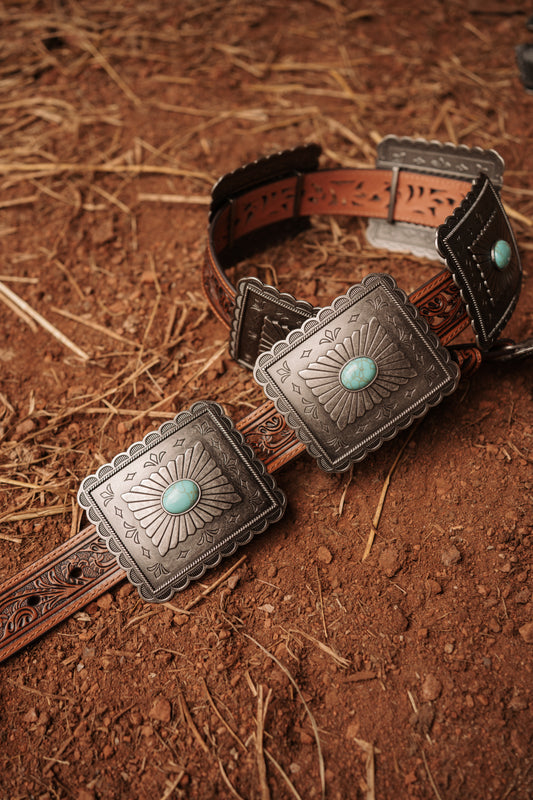 ARIAT Turquoise Square Concho Belt